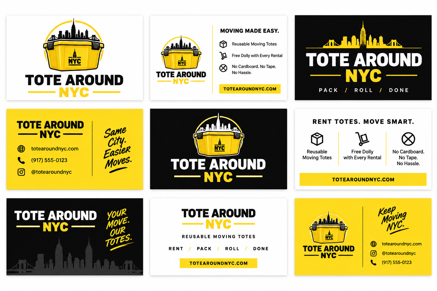 Tote Around NYC logo and brand design grid